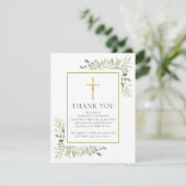 葬儀 記念 緑のキリスト教 フォト サンキューカード (スタンド正面)