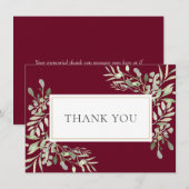 葬儀 記念 緑豊かな バーガンディ ゴールド サンキューカード (正面/裏面)