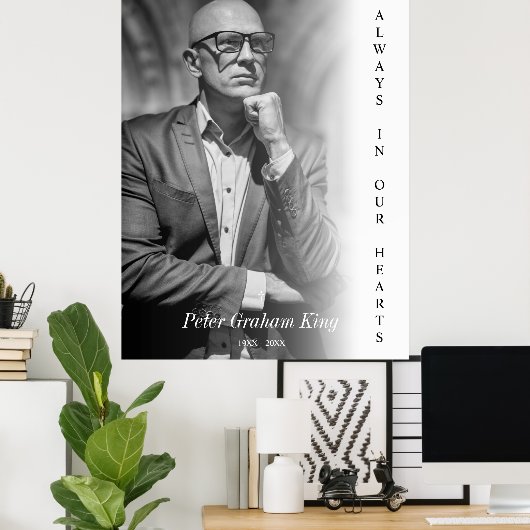 葬儀 追悼式 黒白の写真 ポスター (ホームオフィス)