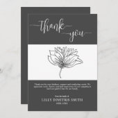 葬儀 追悼 グレー 花柄 お礼カード 招待状 (正面/裏面)