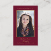 葬儀 追悼 バーガンディー 写真 祈り カード (正面)