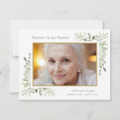 葬儀 追悼 フォト ウォーターカラー グリーン サンキューカード (裏面)