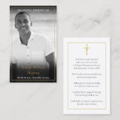 葬儀 追悼 ブラック ホワイト フォト 祈り カード (正面/裏面)