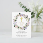 葬儀 追悼 ラベンダー 花のクリスチャン 写真 サンキューカード (スタンド正面)