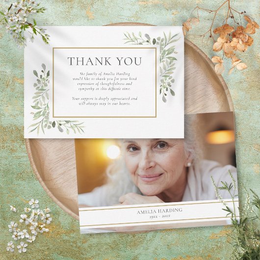 葬儀 追悼 水彩 花イラスト フォト サンキューカード