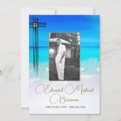 葬儀 追悼 海 海岸 キリスト教 フォト 招待状 (正面)