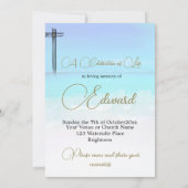 葬儀 追悼 海 海岸 キリスト教 フォト 招待状 (裏面)