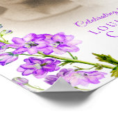 葬儀 追悼 紫のデルフィニウムの写真 ポスター (角)