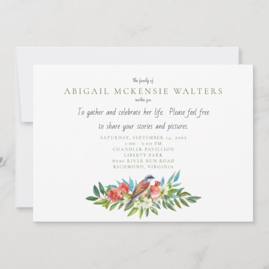 葬儀 鳥とぶどうの実 お別れの会の案内 サンキューカード (正面)