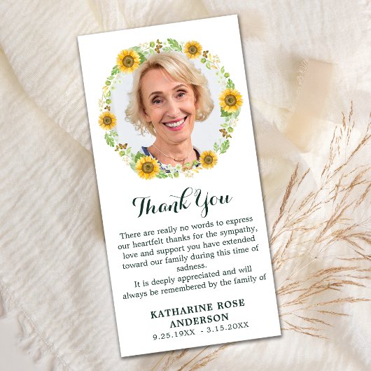 葬儀THANK YOUメモリアル写真フローラ悔やみや弔慰 サンキューカード