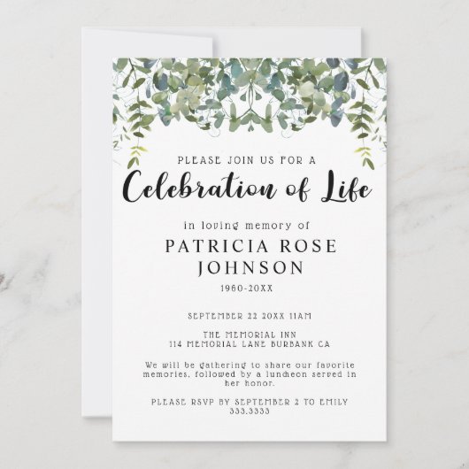 葬式お祝い発表 招待状 (正面)