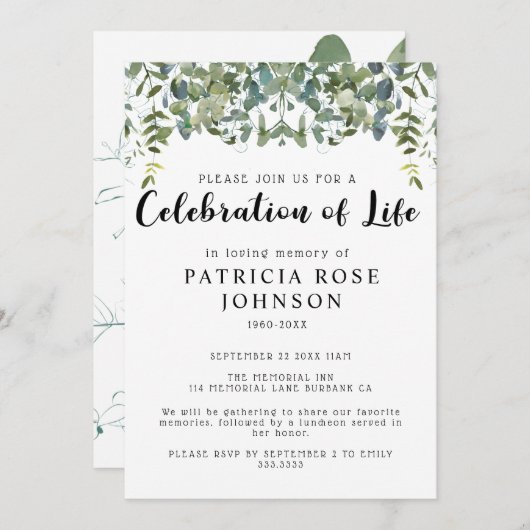 葬式お祝い発表 招待状 (正面/裏面)