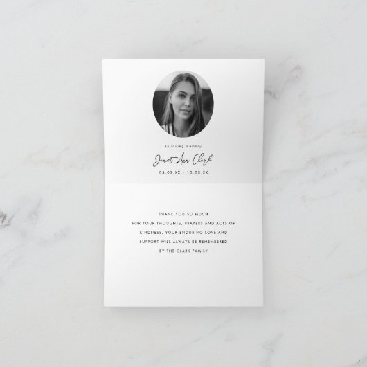 葬式と悔やみや弔慰ありがとう折り畳みカード ノートカード (内部)