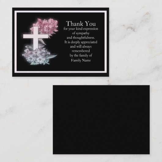 葬式の後で花を交差させるサンキューカード ノートカード (正面/裏面)
