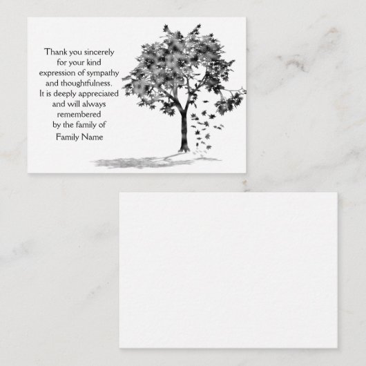 葬式の後の木の影サンキューカード ノートカード (正面/裏面)