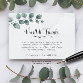 葬式の心感謝してい底の水の色の緑葉の サンキューカード