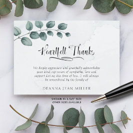 葬式の心感謝してい底の水の色の緑葉の サンキューカード