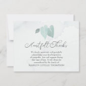 葬式の心感謝してい底的な水の色のハート離れ サンキューカード (正面)