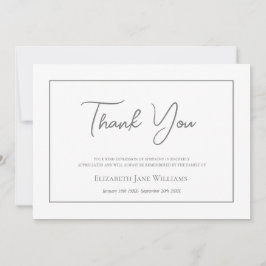 葬式の忌引きシンプルのスクリプト サンキューカード