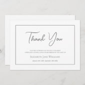 葬式の忌引きシンプルのスクリプト サンキューカード (正面/裏面)