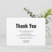 葬式の忌引きシンプルブラック&ホワイトサンキューホル サンキューカード (スタンド正面)