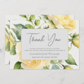 葬式の忌引き黄色のバラ サンキューカード (正面/裏面)