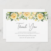 葬式の忌引き黄色のバラ サンキューカード (正面/裏面)