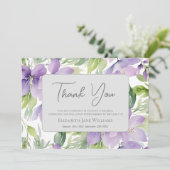 葬式の忌引パープルフローラ サンキューカード (スタンド正面)