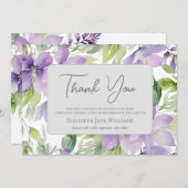 葬式の忌引パープルフローラ サンキューカード (正面/裏面)