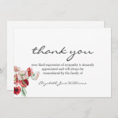 葬式の死別の水の色ポピーありがとう サンキューカード (正面/裏面)