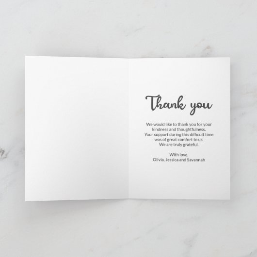 葬式の死別カスタム悔やみや弔慰記念碑 サンキューカード (内部)