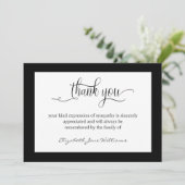 葬式の死別ブラックボーダーサンキューカード サンキューカード (スタンド正面)