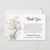 葬式の水彩ワイルドフラワーありがとう サンキューカード (正面)