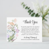 葬式の水彩ワイルドフラワーありがとう サンキューカード (スタンド正面)