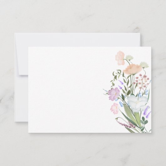 葬式の水彩ワイルドフラワーありがとう サンキューカード (裏面)