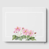 葬式の水彩穏やかなピンクのアネモ日本のン ゲストブック (裏面)