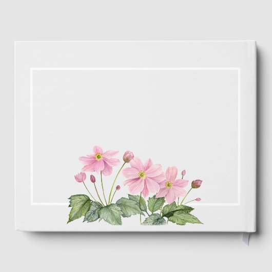 葬式の水彩穏やかなピンクのアネモ日本のン ゲストブック (裏面)