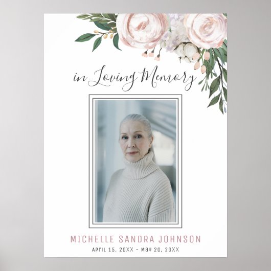 葬式の白祝の人生の歓迎サイン ポスター (正面)