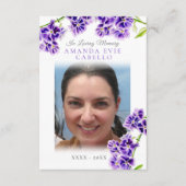 葬式の紫の空の花の詩の写真記念 エンクロージャーカード (正面)