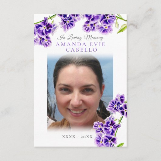 葬式の紫の空の花の詩の写真記念 エンクロージャーカード (正面)