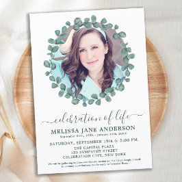 葬式の緑の写真お祝いの生活 招待状