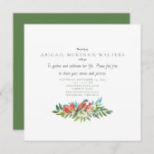 葬式の鳥とザクロの生活お祝い 招待状 (正面/裏面)