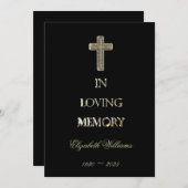 葬式はエレガントな黒および金ゴールド感謝していしています サンキューカード (正面/裏面)