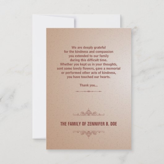 葬式は写真カード感謝していしています サンキューカード (裏面)