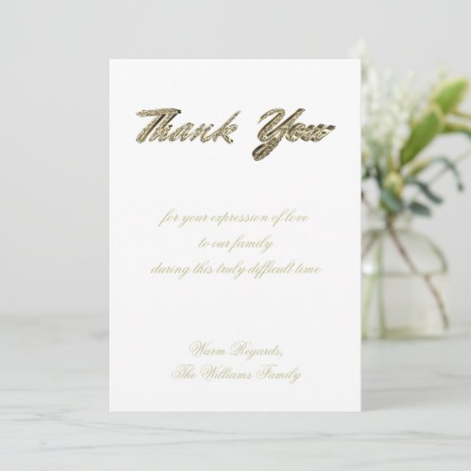 葬式は宗教エレガントな銀製の金ゴールド感謝していしています サンキューカード (スタンド正面)