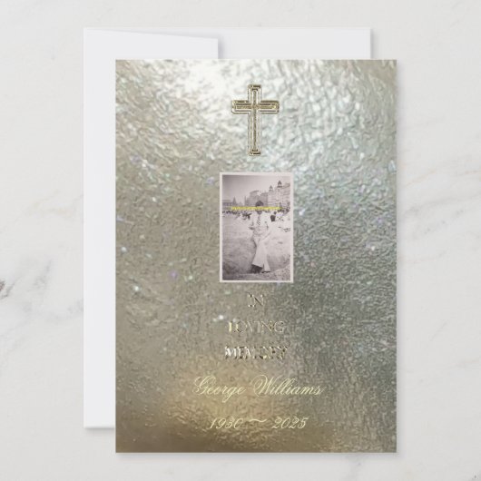 葬式は宗教エレガントな銀製の金ゴールド感謝していしています サンキューカード (裏面)