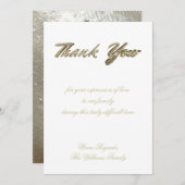 葬式は宗教エレガントな銀製の金ゴールド感謝していしています サンキューカード (正面/裏面)