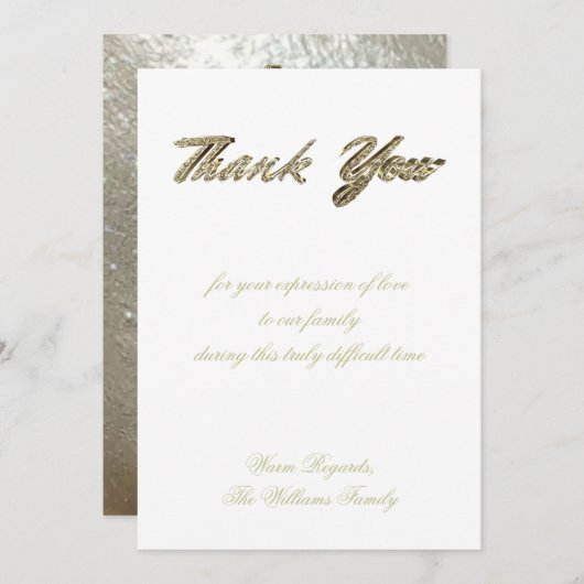 葬式は宗教エレガントな銀製の金ゴールド感謝していしています サンキューカード (正面/裏面)