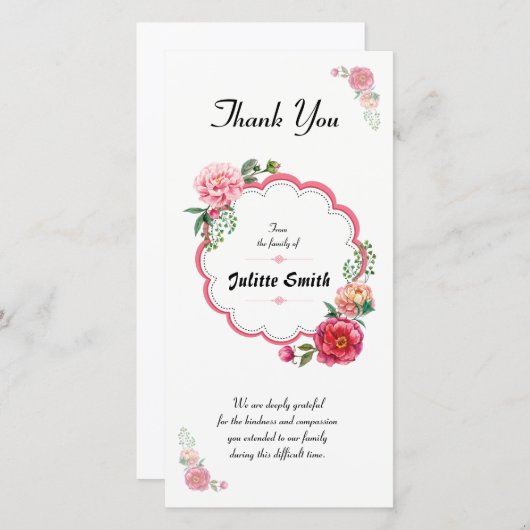 葬式は悔やみや弔慰カード感謝していしています サンキューカード (正面/裏面)