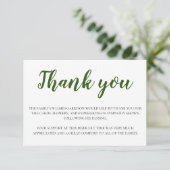 葬式エレガントグリーンとホワイトありがとう サンキューカード (スタンド正面)
